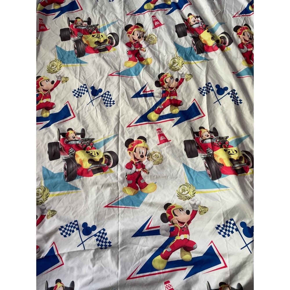 Disney Mickey Mouse Racing Car Twin Flat Sheet Cutter Crafts Sewing
